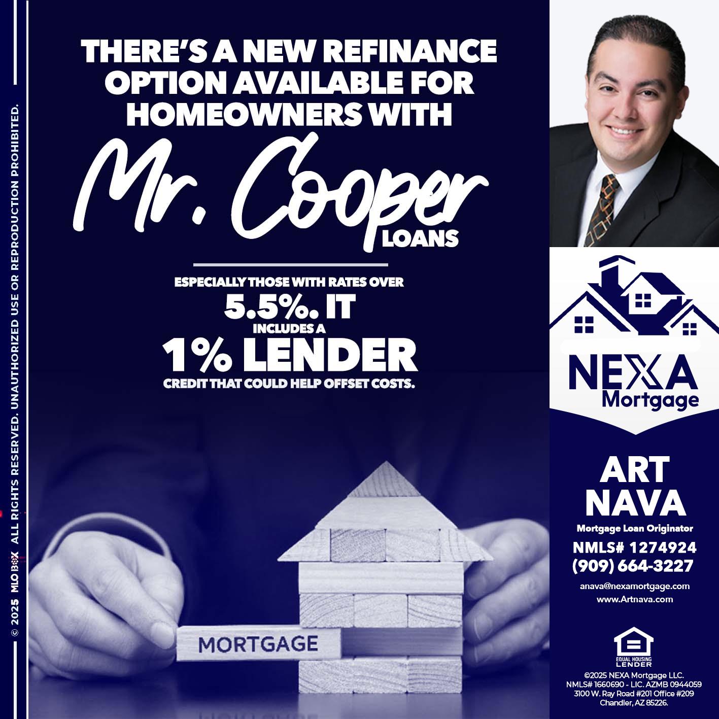 Mr. Cooper loans - Art Nava -Mortgage Loan Originator