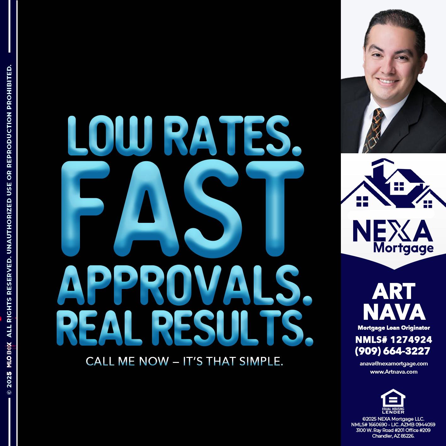 LOW RATES - Art Nava -Mortgage Loan Originator