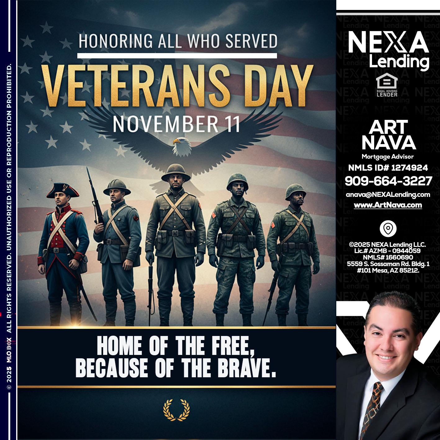 Veterans Day - Art Nava -Mortgage Advisor