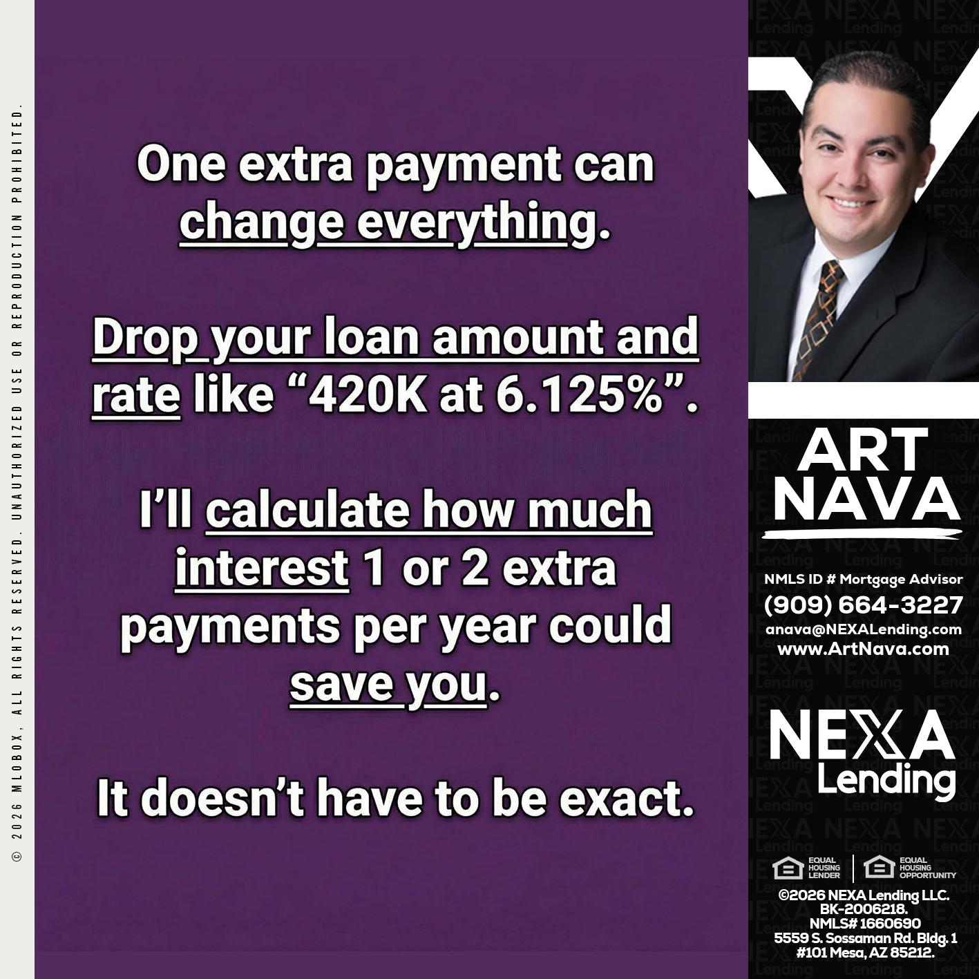 ONE EXTRA - Art Nava -Mortgage Advisor