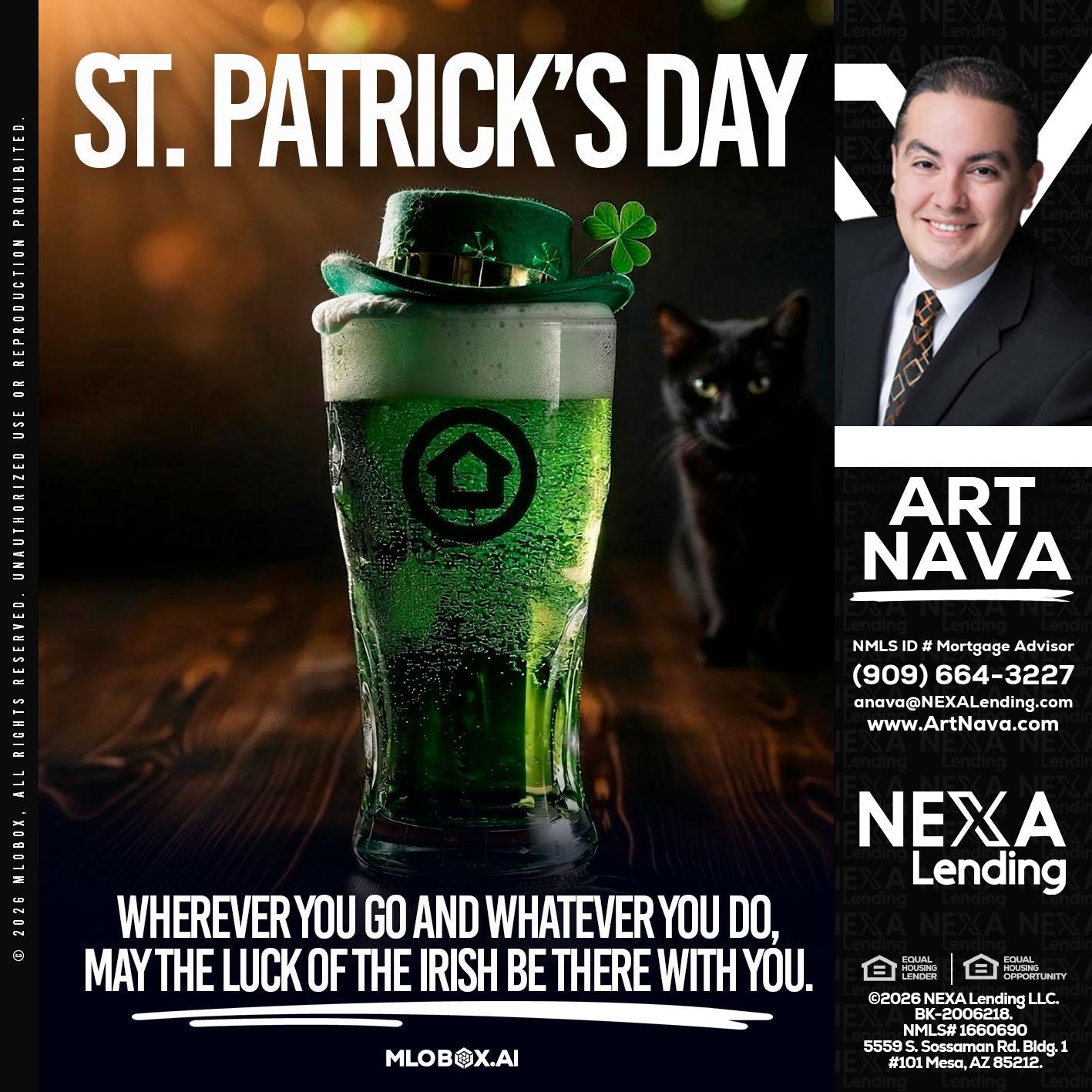 st. Patricks day - Art Nava -Mortgage Advisor