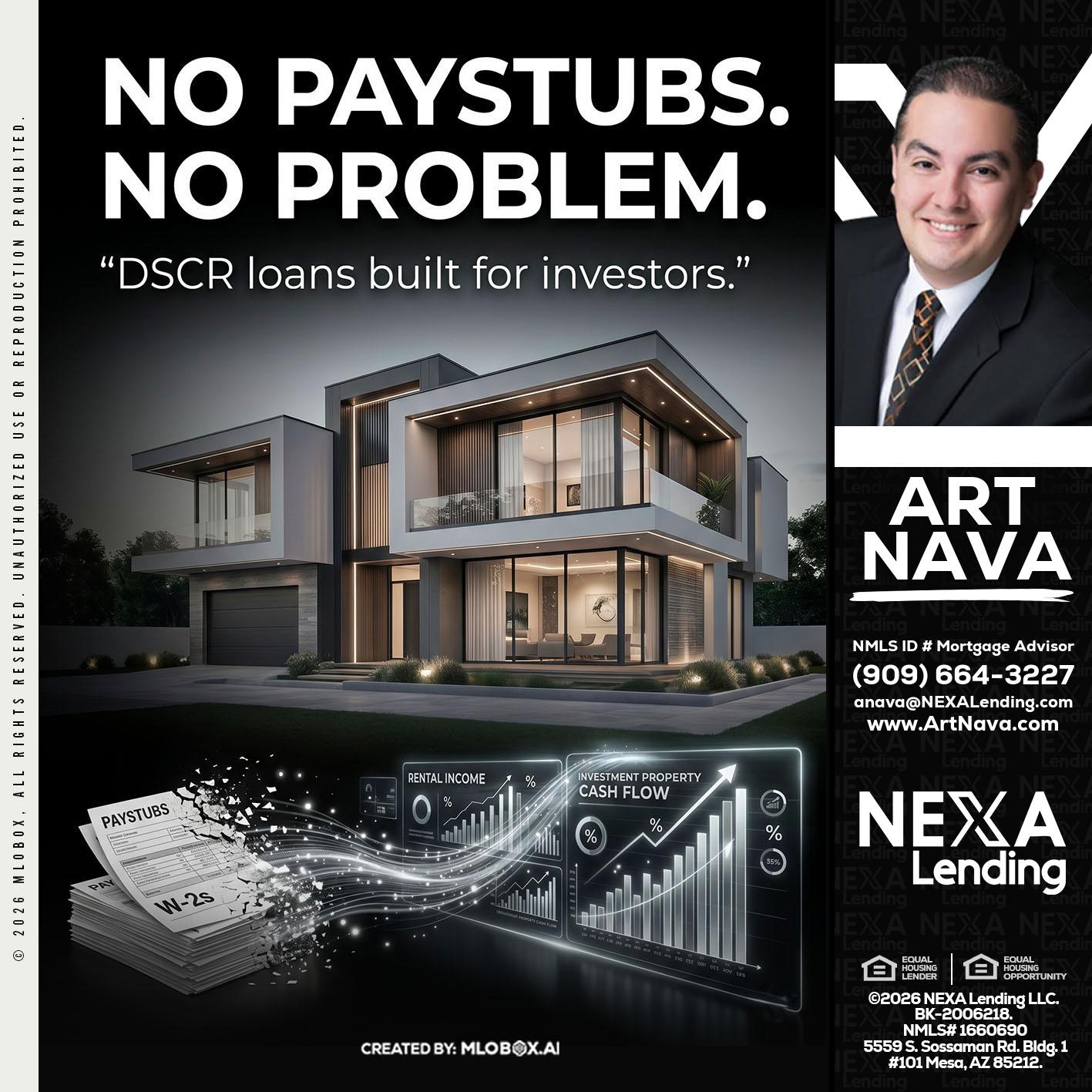 no paystub - Art Nava -Mortgage Advisor