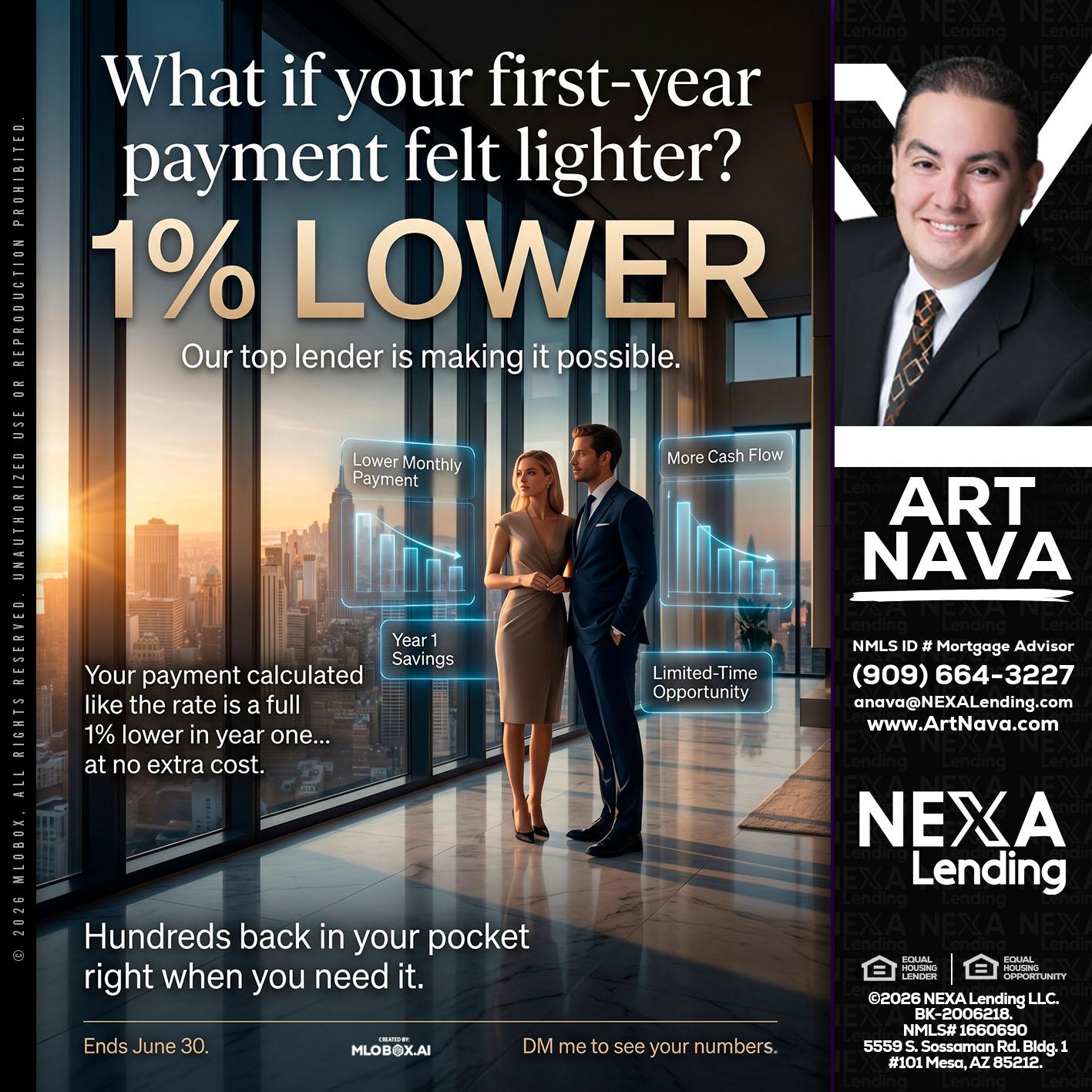 1% LOWER - Art Nava -Mortgage Advisor
